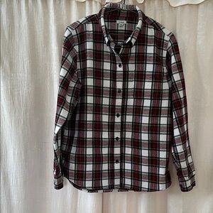 Women’s LLBean 100% Cotton Flannel Shirt, Plaid, Size Medium